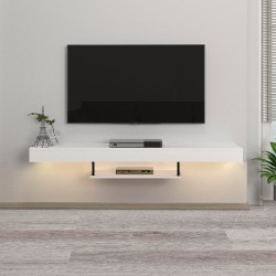 Έπιπλο τηλεόρασης επιτοίχιο Albares με LED χρώμα λευκό 150x29,6x22εκ.