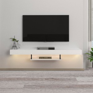 Έπιπλο τηλεόρασης επιτοίχιο Albares με LED χρώμα λευκό 150x29,6x22εκ.
