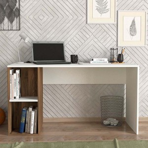 Γραφείο εργασίας Coral χρώμα λευκό - καρυδί 140x60x75εκ.