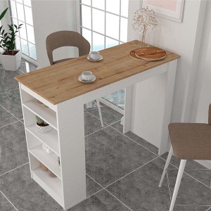 Τραπέζι μπαρ Monaco χρώμα λευκό - sapphire oak 120x51,6x101,8εκ.