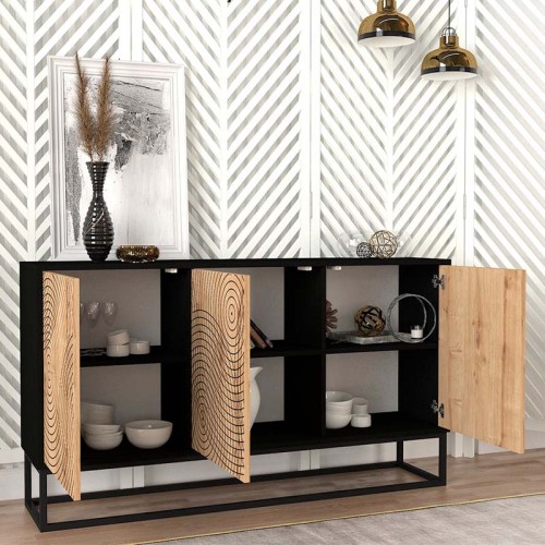 Μπουφές Themis χρώμα μαύρο - sapphire oak 150x35x83,6εκ.