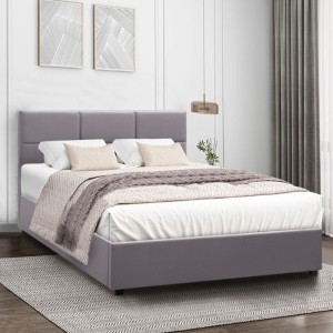 Κρεβάτι Kingston βελούδινο χρώμα γκρι 150x200εκ.