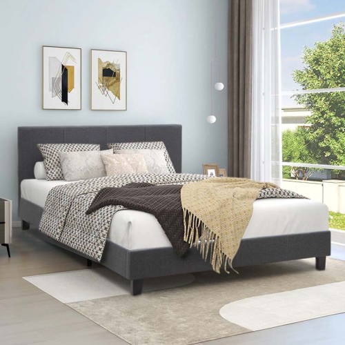 Κρεβάτι Flat υφασμάτινο χρώμα ανθρακί 160x200εκ.