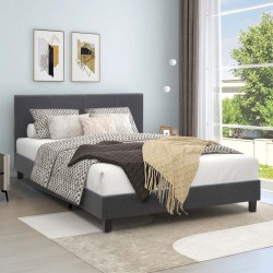 Κρεβάτι Flat υφασμάτινο χρώμα ανθρακί 150x200εκ.