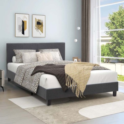 Κρεβάτι Flat υφασμάτινο χρώμα ανθρακί 150x200εκ.