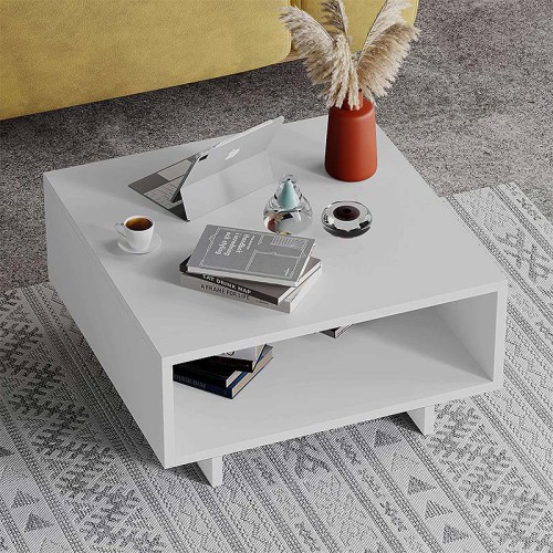 Τραπεζάκι σαλονιού Hola χρώμα λευκό 60x60x32εκ.