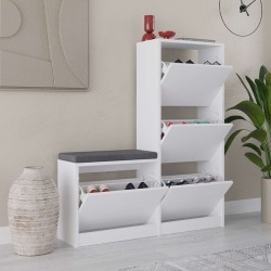 Παπουτσοθήκη Dude χρώμα λευκό 104,8x26x118,5εκ.