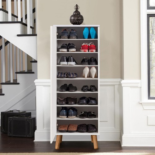 Ντουλάπι κουζίνας/μπάνιου - Παπουτσοθήκη Assiri χρώμα λευκό 50x38x135εκ.