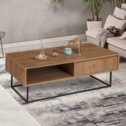 Τραπεζάκι σαλονιού Amedeo χρώμα καρυδί 120x60x43εκ.