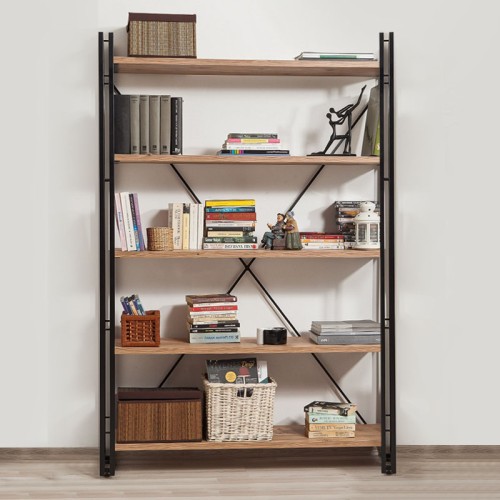 Βιβλιοθήκη Atlas χρώμα antlantic pine - μαύρο 130x35x180εκ.