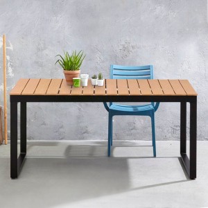 Τραπέζι κήπου Poseidon μέταλλο - ξύλο χρώμα μαύρο - καρυδί 180x92x75εκ.