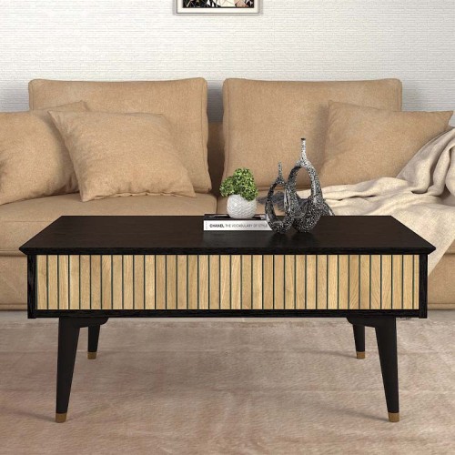 Τραπεζάκι σαλονιού Bolea χρώμα modern black - φυσικό οξιάς 90x60x38,6εκ.