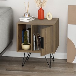 Κομοδίνο Glynn χρώμα ανοιχτό καρυδί 50,2x44,6x60εκ.