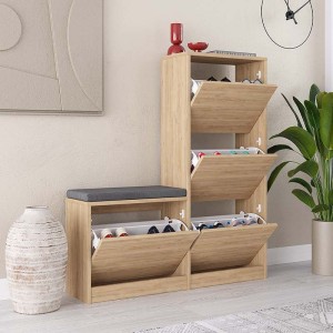 Παπουτσοθήκη Dude χρώμα sapphire oak 104,8x26x118,5εκ.
