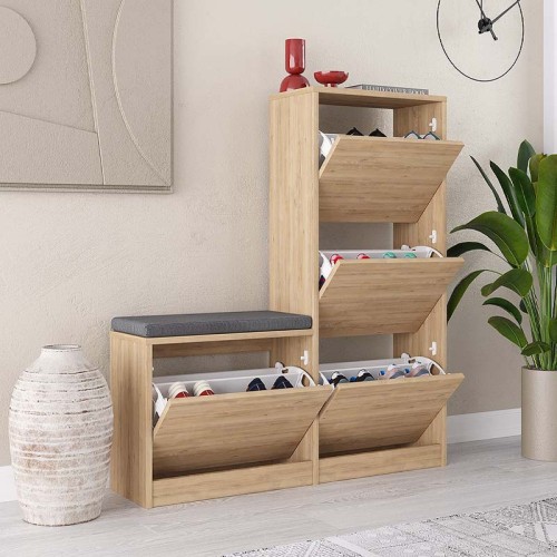 Παπουτσοθήκη Dude χρώμα sapphire oak 104,8x26x118,5εκ.