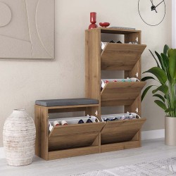 Παπουτσοθήκη Dude χρώμα ανοιχτό καρυδί 104,8x26x118,5εκ.