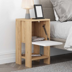 Κομοδίνο Ema χρώμα sapphire oak - λευκό 30x30x55εκ.