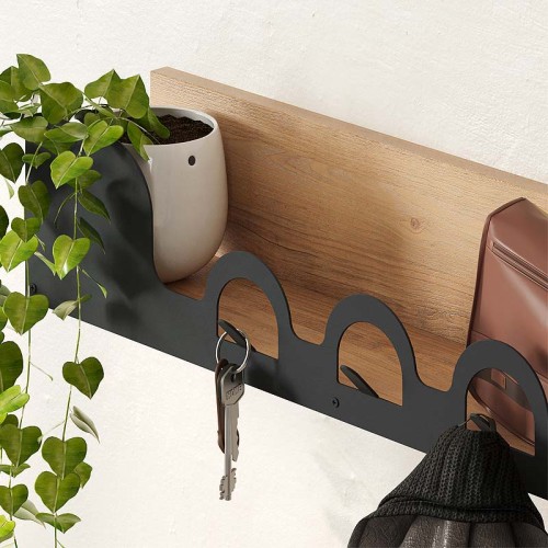 Κρεμάστρα τοίχου Liora χρώμα sapphire oak 63x14x14εκ.