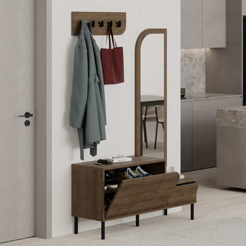 Έπιπλο εισόδου Mila με κρεμάστρα χρώμα ανοιχτό καρυδί 120x37x171,6εκ.