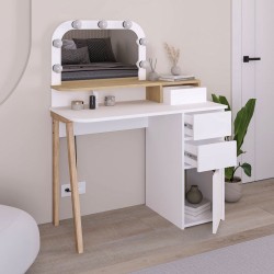 Τουαλέτα με καθρέπτη Avien με LED χρώμα λευκό - sapphire oak 105x51,1x131εκ.