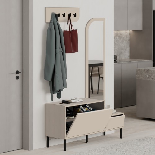 Έπιπλο εισόδου Mila με κρεμάστρα χρώμα sandstone120x37x171,6εκ.