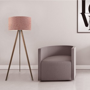 Φωτιστικό δαπέδου Rosling Mdf/ύφασμα Pvc χρώμα καρυδί - dusty rose 38x38x140εκ.