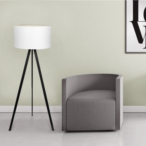 Φωτιστικό δαπέδου Rosling Mdf/ύφασμα Pvc χρώμα μαύρο - λευκό 38x38x140εκ.