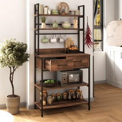 Έπιπλο κουζίνας Printo μεταλλικό - μελαμίνης χρώμα μαύρο - καπνιστή καρυδιά 81,6x37,5x169,1εκ. Έπιπλο κουζίνας Printo μεταλλικό - μελαμίνης χρώμα μαύρο - καπνιστή καρυδιά 81,6x37,5x169,1εκ.