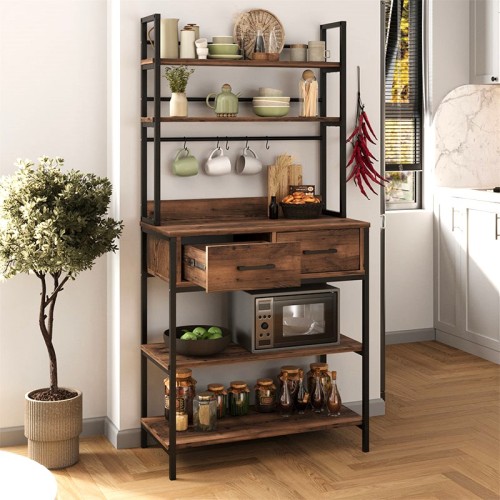 Έπιπλο κουζίνας Printo μεταλλικό - μελαμίνης χρώμα μαύρο - καπνιστή καρυδιά 81,6x37,5x169,1εκ. Έπιπλο κουζίνας Printo μεταλλικό - μελαμίνης χρώμα μαύρο - καπνιστή καρυδιά 81,6x37,5x169,1εκ.