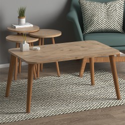 Τραπεζάκι σαλονιού σετ 4 τμχ Soul χρώμα oak 90x55x43εκ.