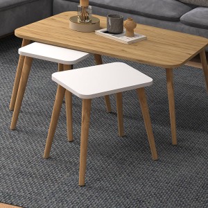 Τραπεζάκι σαλονιού σετ 3 τμχ Oliva χρώμα oak - λευκό 90x55x46εκ.