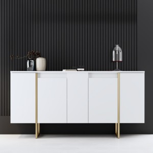 Μπουφές Luxe χρώμα λευκό - χρυσό 160x35x80εκ.