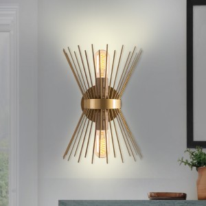 Απλίκα τοίχου Kirpi E27 μεταλλική χρώμα χρυσό 23x5x33εκ.
