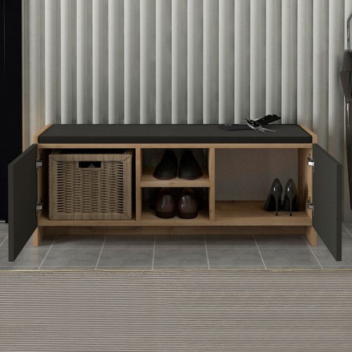 Παπουτσοθήκη Verly χρώμα sapphire oak - ανθρακί 110x33,2x43εκ.
