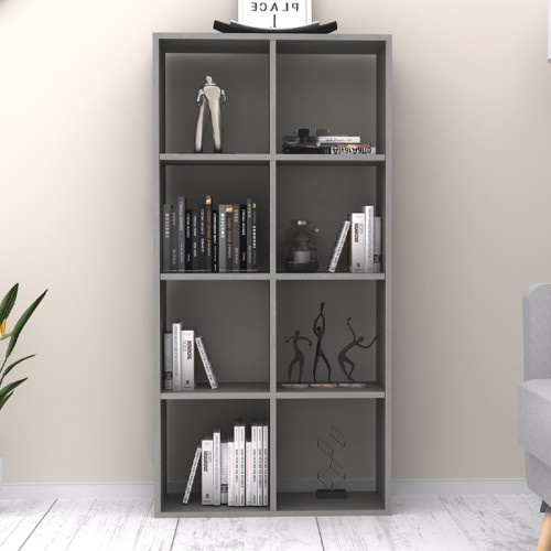 Βιβλιοθήκη Anser χρώμα γκρι σκυροδέματος 69,8x29x142εκ.