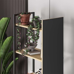 Βιβλιοθήκη Detroit χρώμα sapphire oak - silky black 58x35,2x175εκ.