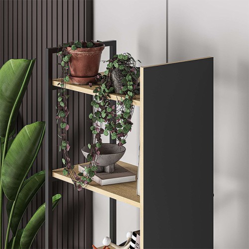 Βιβλιοθήκη Detroit χρώμα sapphire oak - silky black 58x35,2x175εκ.
