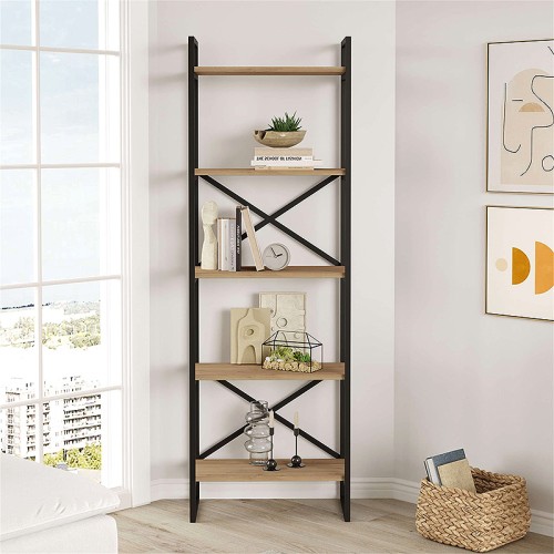 Βιβλιοθήκη Dusan χρώμα sepet oak 58x30x175εκ.