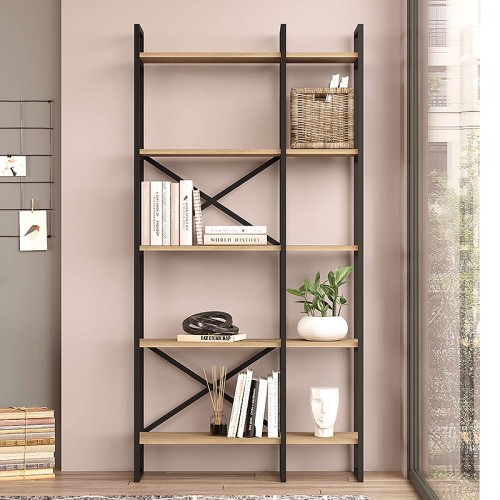 Βιβλιοθήκη Dusan χρώμα sepet oak 87,5x30x175εκ.