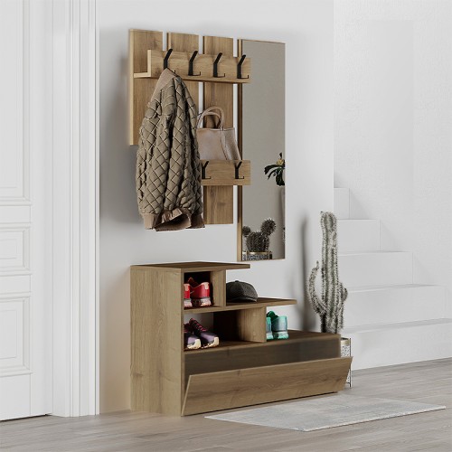 Έπιπλο εισόδου Vesty χρώμα ανοιχτό καρυδί 100x30x61εκ.