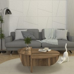 Τραπεζάκι σαλονιού Nilvia χρώμα καρυδί Ø85x35εκ.