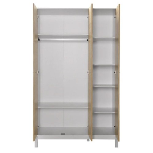 Ντουλάπα ρούχων London τρίφυλλη χρώμα oak - λευκό 120x52x202εκ.