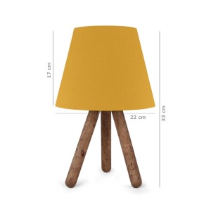 Φωτιστικό επιτραπέζιο Lander E27 ύφασμα Pvc - ξύλο χρώμα κίτρινο - καφέ 22x17x33εκ.
