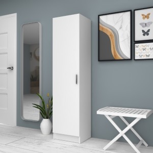 Ντουλάπα ρούχων - παπουτσοθήκη Petro μονόφυλλη χρώμα λευκό 45x38x180εκ.