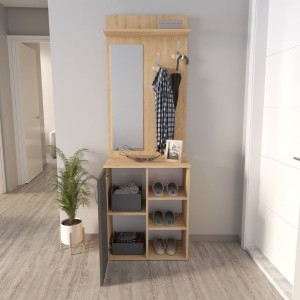 Έπιπλο εισόδου Norva χρώμα sapphire oak - ανθρακί 67,8x36,3x200,6εκ.