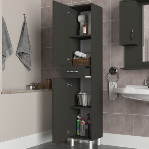 Ντουλάπι κουζίνας - μπάνιου Selina χρώμα ανθρακί 35x31x179εκ. Ντουλάπι κουζίνας - μπάνιου Selina χρώμα ανθρακί 35x31x179εκ.