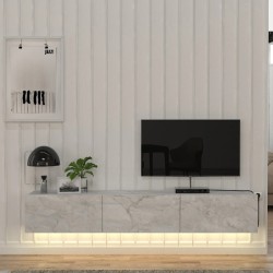 Έπιπλο τηλεόρασης επιτοίχιο Damla με LED χρώμα λευκό εφέ μαρμάρου 180x29,5x29,5εκ.