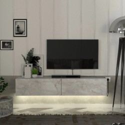 Έπιπλο τηλεόρασης επιτοίχιο Aristo με LED χρώμα λευκό εφέ μαρμάρου 135x31,6x25εκ.