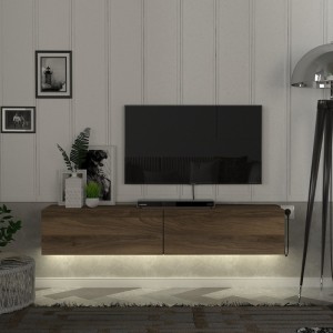 Έπιπλο τηλεόρασης επιτοίχιο Aristo με LED χρώμα καρυδί 135x31,6x25εκ.