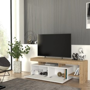 Έπιπλο τηλεόρασης Acnes χρώμα λευκό - sapphire oak 160x40x53εκ.